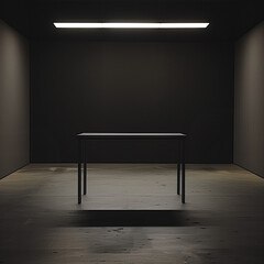 Wall Mural - AI generated illustration of a Dimly lit room with table