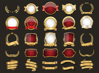 Wall Mural - collection of golden badge vector illustration collection