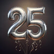 25 silver anniversary twenty-five symbol illustration balloon, on a dark backdrop.