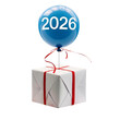 2026 symbol balloon, with ribbon tie, illustration.