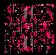 Abstract glitchy background with random pixel noise. Vector illustration in red and black colors.