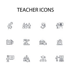 Wall Mural - Teacher icon set.vector.Editable stroke.linear style sign for use web design,logo.Symbol illustration.
