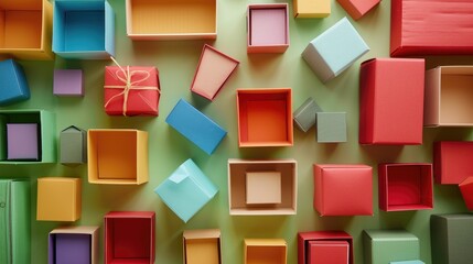 Wall Mural - Colorful Cardboard boxes for packaging goods from online