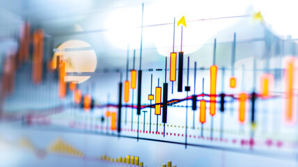 Wall Mural - Stock market candlestick financial growth chart isolated on white backdrop.