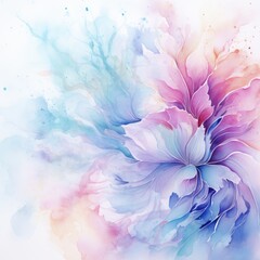 Wall Mural - Watercolor illustration abstract delicate background with purple and blue flowers for wedding invitation 