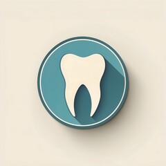 Minimalistic Tooth Logo in Teal Circle: Stylish and Modern Design for Dental Practices, Oral Health Campaigns, and Branding Purposes