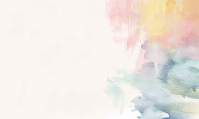 Wall Mural - Abstract pastel background with watercolor splashes and brush strokes, white space for text, minimalistic, simple, flat design, muted colors