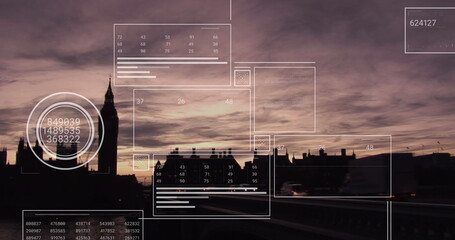Wall Mural - image of data processing over london cityscape