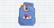 Image of schoolbag over blue grid on white