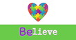 Image of colourful puzzle pieces heart and autism awareness month text