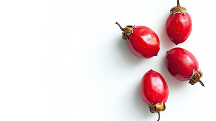 Wall Mural - Rose hip isolated on a white background with full depth of field. Top view with copy space for your text  
