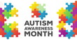 Image of colourful puzzle pieces and autism awareness month text