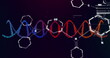 Image of dna strand spinning over chemical structures