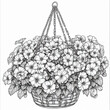 Detailed Hanging Basket of Flowers Illustration