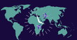 Image of clock moving over planes and world map