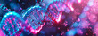Abstract neon pink and blue background with DNA spiral for futuristic concept. Stop motion photography in the style