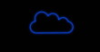 Image of blue neon cloud icon flickering on black background