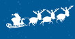 Image of falling snow over santa claus in sleigh with reindeer