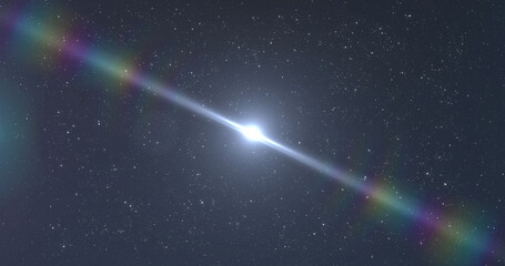 Wall Mural - image of glowing lights over night sky with stars