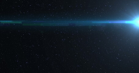 Wall Mural - image of glowing lights over night sky with stars