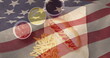Image of usa flag over hot dogs