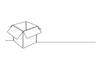 Continuous one line drawing of open box vector illustration. Pro vector
