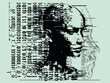 Distorted silhouette of a bald human head. Conceptual image of facial recognition and anonymity systems. Cyberpunk pixel art style vector illustration.