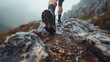 © Paul - Close-up of a runner on a mountain ridge, highlighting the rugged terrain and runner's determination, perfect for advertising clarity