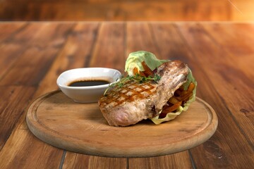 Wall Mural - Roasted sliced pork grilled meat