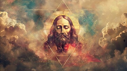 Wall Mural - Trinity Sunday. Illustration of a poster for Trinity Sunday, May 26. On this holiday, Christians celebrate the Holy Trinity consisting of God, the Father; Jesus, the Son; and the Holy Spirit