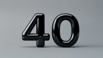 Sticker - A realistic glossy number 40 in 3D style imitation, displayed prominently on a plain gray background