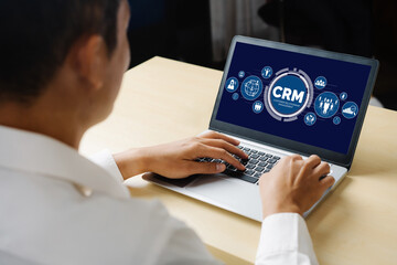 Customer relationship management system on modish computer for CRM business and enterprise