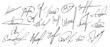 © Vector Tradition - Autograph or business signature of facsimile handwritten by pen, isolated vector set. Name or Surname personal signatures in letters, handwriting ink pen or facsimile fake examples for documents