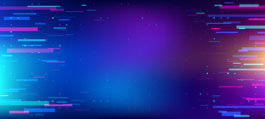 Aufkleber - Game background glitch. Vector abstract pattern with digital pixel noise in blue and purple hues. Retro gaming backdrop with data error effect. Static technology texture and gamer no signal graphics