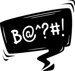 Poster - Comic swear speech bubble, angry word, aggressive curse, bad or hate talk vector cloud. Anger shout, rude scream or exclamation comic balloon with censored text of negative emotion expression