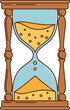 Groovy retro cartoon hourglass or sandglass in 70s hippie art, vector symbol. Groovy hourglass or sand clock for summer sticker patch of trendy vintage funky hippie art of 60s and 80s graphic,