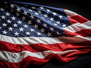 Wall Mural - America usa flag wrinkled on dark background