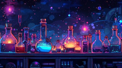 Wall Mural - Vector Illustration of Chemical Reactions