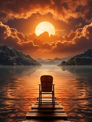 Sticker - sunset on the lake