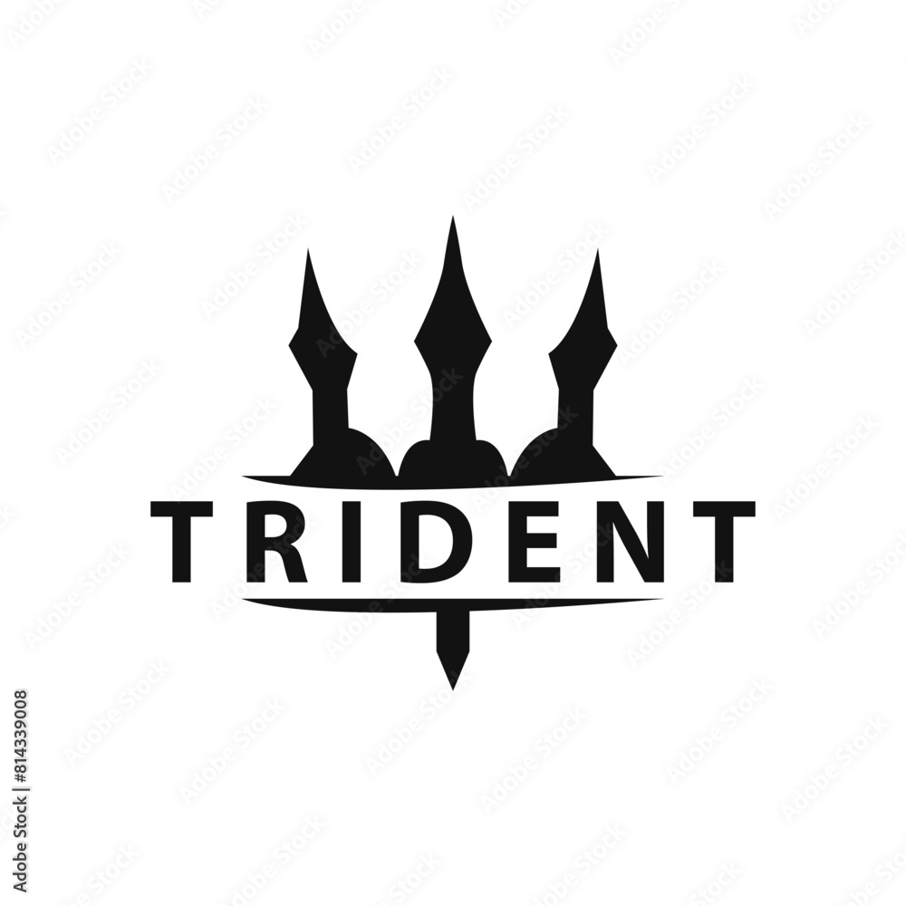 Trident logo design spear weapon vector sea king poseidon neptune ...