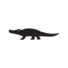 Wall Mural - Minimalist crocodile logo on a white background