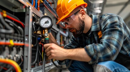 Hvac Electrician fixing ac