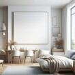 © adam - Bedroom sets have template mockup poster empty white with a large picture frame image art photo lively has illustrative meaning.
