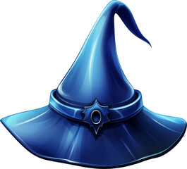 blue fantasy witch hat isolated on white or transparent background,transparency 