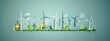 Sustainable Cityscape with Renewable Energy and Eco-friendly Technology Illustration