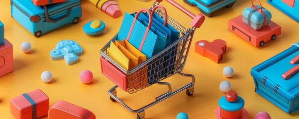 Ecommerce optimization flat design top view online marketplace theme Analogous Color Scheme