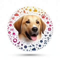 Wall Mural - A dog with its tongue out image photo photo attractive lively illustrator.