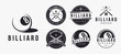 © DOMHOUZE - Set Classic Simple badge billiard logo, billiard club vector design on white background