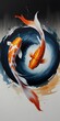 painting of two koi fish in the shape of yin and yang with a clear white background