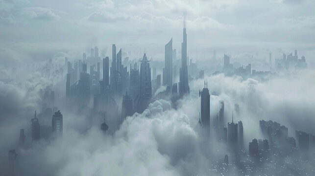 Smokey background visualizing a futuristic cityscape